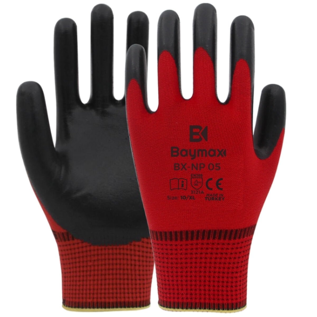 BAYMAX ZEBRA İŞ ELDİVENİ KIRMIZI-SİYAH PN5