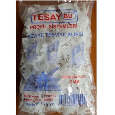 TESAY FAYANS TESVİYE (SEVİYE TESPİT) KLİPSİ 2MM (200 ADET)