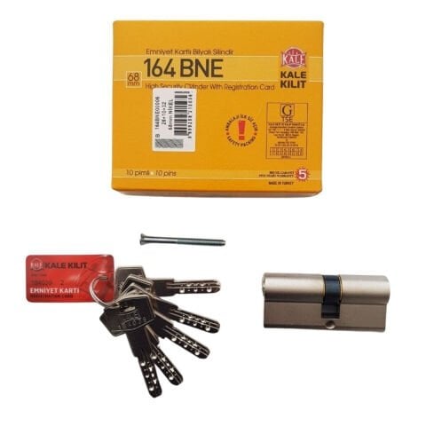 KALE KİLİT BAREL164-BNE EMNİYET KARTLI BILYALI NIKEL 68MM BB04