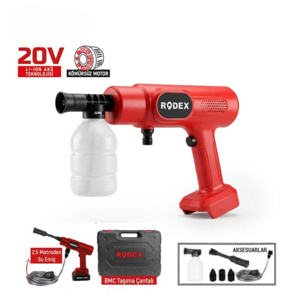 RODEX 7112 OTO YIKAMA 38 BAR 20V 2X Lİ-ON 4,AH BMC Fiyatı | Üçler