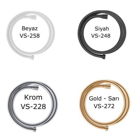 VALTEMO VS-248 NEOFLEX KIRILMAZ DUŞ HORTUMU SİYAH 150 CM