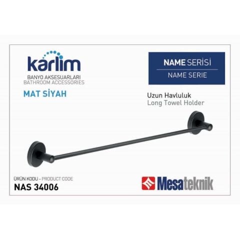 KARLİM NAME UZUN HAVLULUK 40 CM MAT SİYAH (34006)