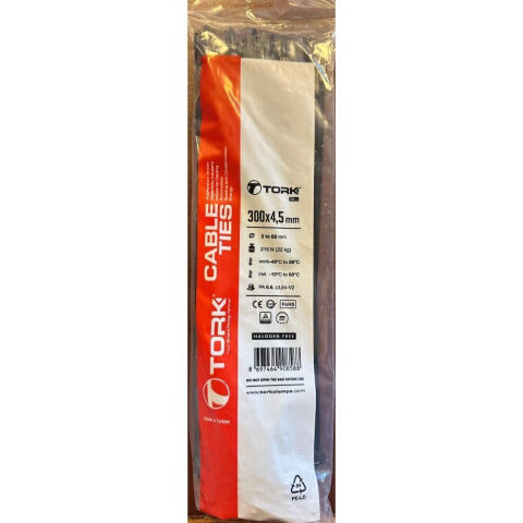 ELEKTRİK KABLO BAĞI 4,5X300 MM SİYAH 100 ADET