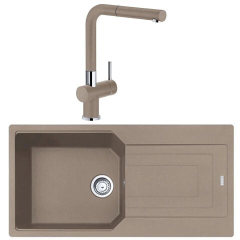 Franke Urban Ubg 611-100 Granit Eviye + Active Plus Doccia Armatür Set (Oyster)