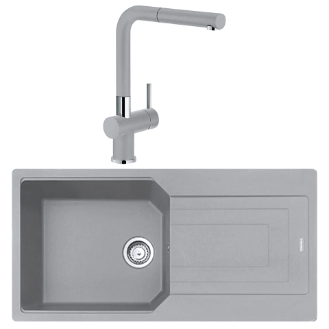 Franke Urban Ubg 611-100 Granit Eviye + Active Plus Doccia Armatür Set(Stone Grey)