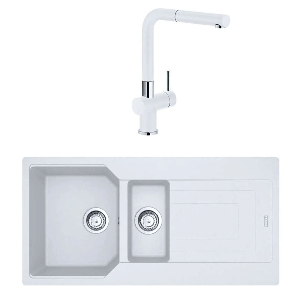 FRANKE URBAN 651-100 1,5 GÖZLÜ BIANCO EVİYE+ARMATÜR SET (114.0688.456)