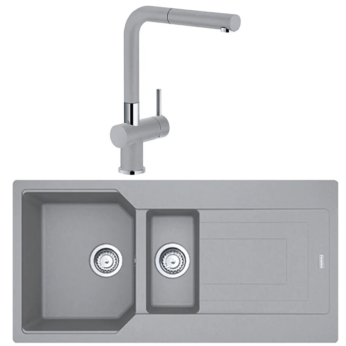 Franke Urban Ubg 651-100 1,5 Gözlü Granit Evye + Active Plus Doccia Armatür Stone Grey BATARYA HARİÇDİR