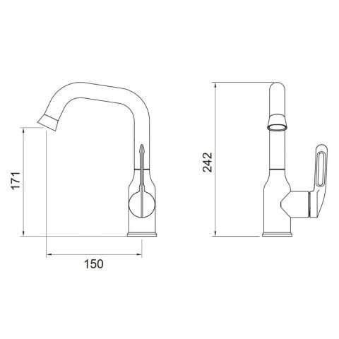 VALTEMO STELLO MATT BLACK LAVABO BATARYASI MEDIUM (VM-1402)