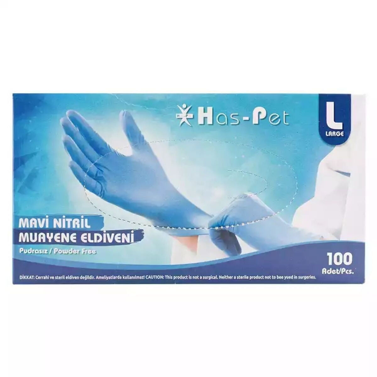 HASPET MUAYENE ELDİVENİ PUDRASIZ MAVİ L